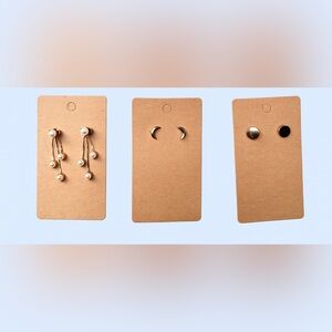 Set of 3 Gold Earrings – Pearl Drops, Crescent Moons & Studs